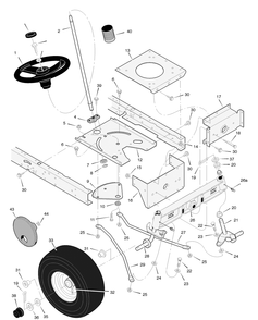 Steering Diagram and Parts List for 425621X53A 2004 Briggs and Stratton Lawn Tractor